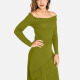 Women's Casual Off Shoulder Long Sleeve Ruched Ruffle Hem Layered Dress 2201# C619# Clothing Wholesale Market -LIUHUA