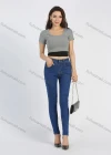 Wholesale Women's Casual 5 Pocket High Waist Zip Fly Ankle Length Skinny Jean 312# - Liuhuamall