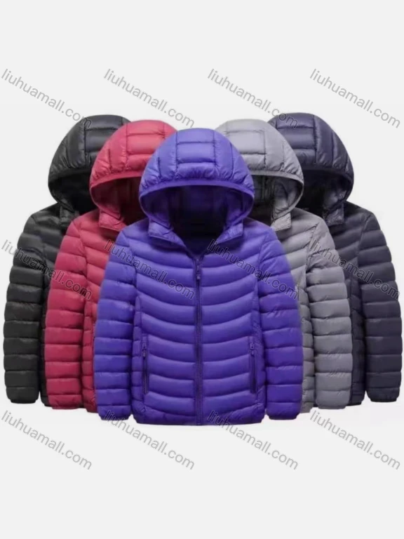 Wholesale Kids Casual Hooded Long Sleeve Zipper Pocket Thermal Puffer Jacket