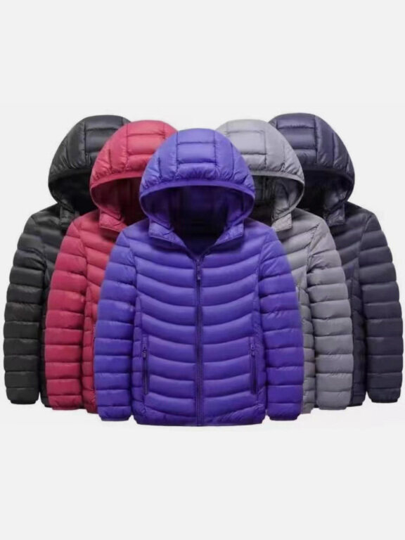 Kids Casual Hooded Long Sleeve Zipper Pocket Thermal Puffer Jacket, Clothing Wholesale Market -LIUHUA, KIDS-BABY, Boys-Clothing