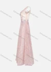 Wholesale Women's Elegant Sleeveless V Neck Sequin Pearl Lace Appliques Evening Dress - Liuhuamall