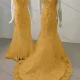 Wholesale Women's Glamorous Sweetheart Cap Sleeeve Sequin Lace Up Back Appliques Floor Length Wedding Dress 1030# Orange Clothing Wholesale Market Liuhua