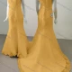 Wholesale Women's Glamorous Off Shoulder Sequin Lace Up Back Appliques Mermaid Hem Floor Length Wedding Dress 5017# Orange Clothing Wholesale Market Liuhua