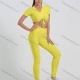 Wholesale Women's V Neck Tie Front Crop Top With High Waist Legging Sporty 2 Piece Set 35# Clothing Wholesale Market Liuhua