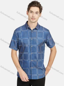Wholesale Men's Casual Plaid Print Short Sleeve Button Down Shirts, LIUHUA CLOTHING WHOLESALE