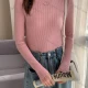 Wholesale Women's Casual Turtleneck Long Sleeve Plain Knit Blouse 9001# Pink Clothing Wholesale Market Liuhua