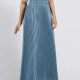 Women's Elegant Satin Plain Pleated Maxi Skirt 46# Clothing Wholesale Market -LIUHUA