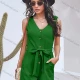 Wholesale Women's Casual V Neck Button & Drawstring Closure Side Pocket Romper X2228X# 49# Clothing Wholesale Market Liuhua