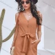Wholesale Women's Casual V Neck Button & Drawstring Closure Side Pocket Romper X2228X# 79# Clothing Wholesale Market Liuhua