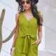 Wholesale Women's Casual V Neck Button & Drawstring Closure Side Pocket Romper X2228X# 81# Clothing Wholesale Market Liuhua