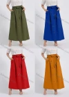 Wholesale Women's Casual Button Decor A-Line Plain Maxi Skirt With Belt - Liuhuamall