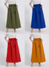 Wholesale Women's Casual Button Decor A-Line Plain Maxi Skirt With Belt - Liuhuamall