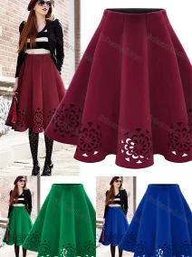 Wholesale Women's Casual High Waist Ruffle Hem Hollow Out Skirts, LIUHUA CLOTHING WHOLESALE