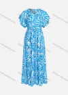 Wholesale Women's Casual Allover Print V Neck Short Sleeve Maxi Dress Y00108# - Liuhuamall