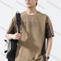 Wholesale Men's Fashion 100%Cotton Letter Colorblock Splicing Round Neck Short Sleeve Quick Dry T-shirts preview