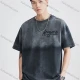 Wholesale Men's Fashion 100%Cotton Letter Gradient Round Neck Short Sleeve Washed T-shirts Black Clothing Wholesale Market Liuhua