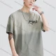 Wholesale Men's Fashion 100%Cotton Letter Gradient Round Neck Short Sleeve Washed T-shirts Army Green Clothing Wholesale Market Liuhua