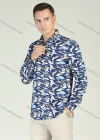 Wholesale Men's Casual Button Down Long Sleeve Allover Print Shirt - Liuhuamall