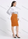 Wholesale Women's Elegant Plain Buckle Decor Knee Length Pencil Skirt - Liuhuamall