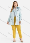 Wholesale Women's Plus Size Lapel Double Breasted Belted Plain Trench Coat - Liuhuamall