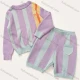 Wholesale Kids Casual Short Sleeve Colorblock Polo Shirts & Shorts Knit 2 Piece Sets MB22AMY617# Purple&Green Clothing Wholesale Market Liuhua
