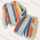 Wholesale Kids Casual Short Sleeve Colorblock Polo Shirts & Shorts Knit 2 Piece Sets MB22AMY617# Blue&Yellow&Orange Clothing Wholesale Market Liuhua