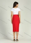 Wholesale Women's Spring Solid High Waist Regular Fit Pencil Midi Skirt - Liuhuamall
