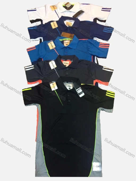 Wholesale Men's Sporty Short Sleeve Striped Colorblock Polo Shirt
