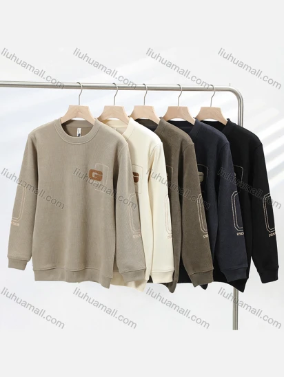 Wholesale Men's Casual Letter Geometric Round Neck Long Sleeve Fleece Sweatshirt 912#