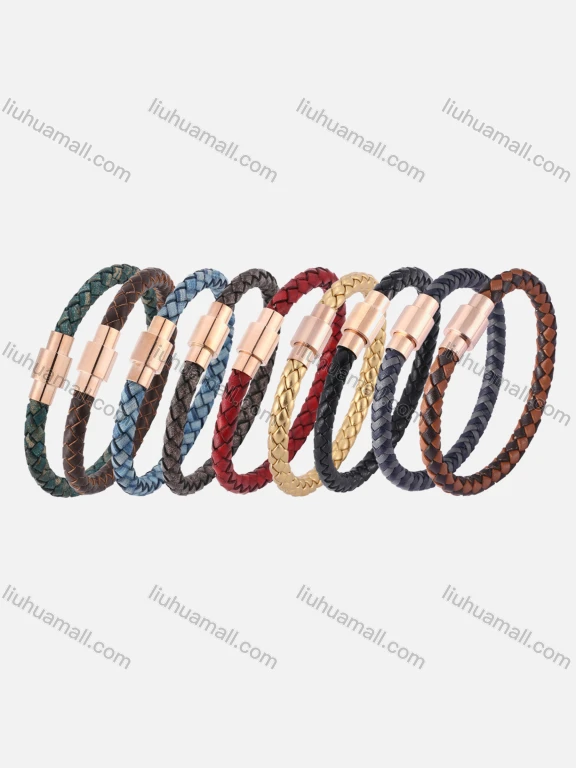 Wholesale Genuine Leather Stainless Steel Magnetic Buckle Bracelet SP0252#