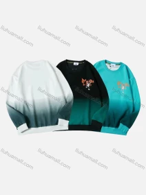 Wholesale Men's Casual Gradient Letter Print Long Sleeve Oversized Sweatshirts, LIUHUA CLOTHING WHOLESALE