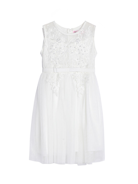 Girls Sleeveless Zip Back Embroidery Beads Lace Flower Girl Dress, Clothing Wholesale Market -LIUHUA, SPECIALTY, Wedding-Apparel-Accessories