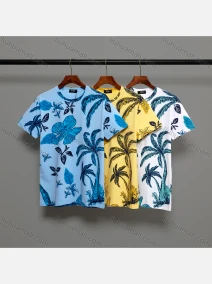 Wholesale Men's Casual 100% Cotton Tropical Print Round Neck Short Sleeve Tee, LIUHUA CLOTHING WHOLESALE