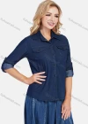 Wholesale Women's Casual Long Sleeve Button Down Denim Shirt With Flap Pockets - Liuhuamall