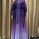 Wholesale Women's Casual Bishop Sleeve Splicing Ombre Long Cardigan Indigo Clothing Wholesale Market Liuhua