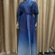 Wholesale Women's Casual Bishop Sleeve Splicing Ombre Long Cardigan Medium Blue Clothing Wholesale Market Liuhua