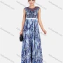 Wholesale Women's Sheer Lace Neck Rhinestone Floral Embroidery Satin Hem Maxi Evening Dress preview