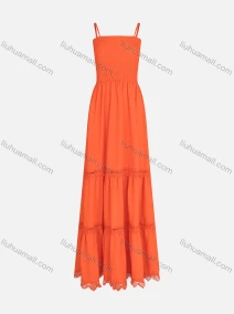 Wholesale Women's Boho Hollow Out Plain Pleated Cami Dress, LIUHUA CLOTHING WHOLESALE