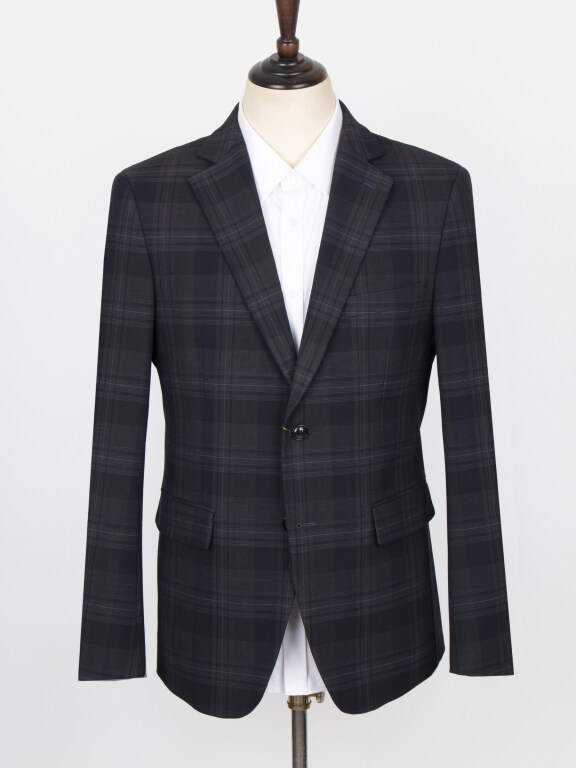 Men's Formal Lapel Long Sleeve Single Breasted Flap Pockets Plaid Print Blazer Jackets X21726-1001#, Clothing Wholesale Market -LIUHUA, MEN, Suits-Blazers