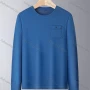 Wholesale Men's Casual Long Sleeve Crew Neck Patch Pocket Plain T-shirt 858# preview