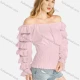Wholesale Women's Casual Off Shoulder Long Sleeve Ruched Tiered Top Pink Clothing Wholesale Market Liuhua