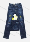 Wholesale Boys Button Pockets Frayed Patched Labelled Embroidered Letter Plain Casual Jean 06-2# - Liuhuamall