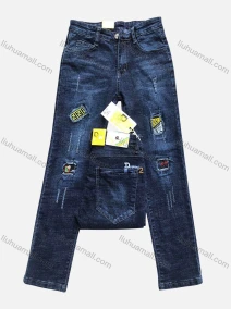 Wholesale Boys Button Pockets Frayed Patched Labelled Embroidered Letter Plain Casual Jean 06-2#, LIUHUA CLOTHING WHOLESALE