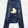 Wholesale Boys Button Pockets Frayed Patched Labelled Embroidered Letter Plain Casual Jean 06-2# preview