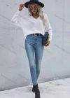 Wholesale Women Plain V Neck Long Sleeve Pullover Sweater - Liuhuamall
