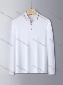 Wholesale Men's Casual Long Sleeve Multi-color Striped Trim Polo Shirt 851#, LIUHUA CLOTHING WHOLESALE