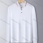 Wholesale Men's Casual Long Sleeve Multi-color Striped Trim Polo Shirt 851# preview