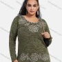 Wholesale Women's Elegant Round Neck Long Sleeve Floral Embroidery Slit Hem Knit Top preview