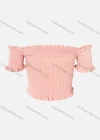 Wholesale Women's Off Shoulder Ruffle Trims Rib-Knit Crop Top - Liuhuamall