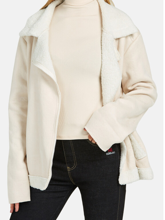 Women's Casual Lapel Long Sleeve Fuzzy Thermal Lined Side Zipper Pockets Coat, Clothing Wholesale Market -LIUHUA, Women, Women-s-Outerwear, Women-s-Jacket
